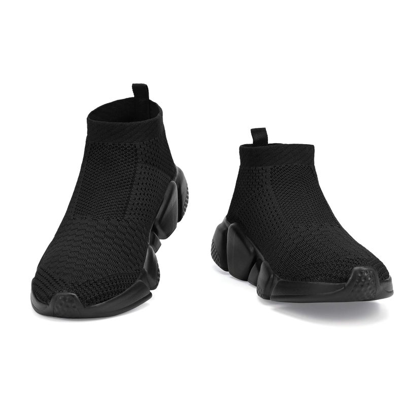 Casbeam Men's Running Knit Comfortable Lightweight Breathable Casual Sports Shoes Fashion Sneakers Slip-On Walking Shoes All Black Size 8.5 - Image 2